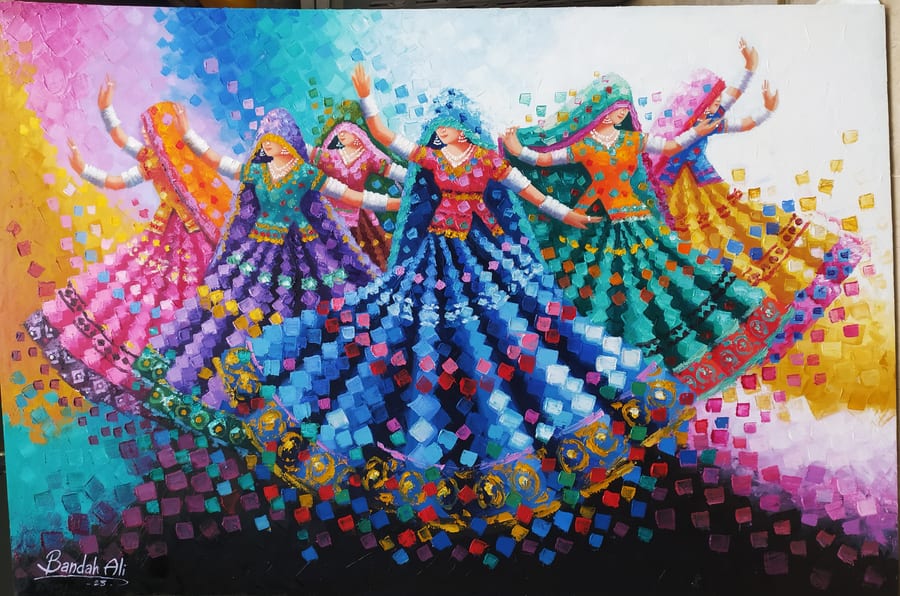 Chakkar Rand (2022) · Oil on canvas, 48 × 36 in · 122 × 91 cm. A companion to Li