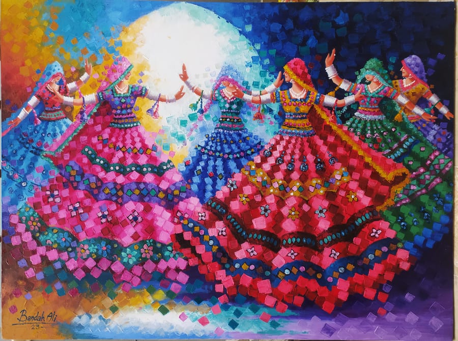 Full Moon (2023), Oil on canvas, 48 × 36 in · 122 × 91 cm, by Bandah Ali