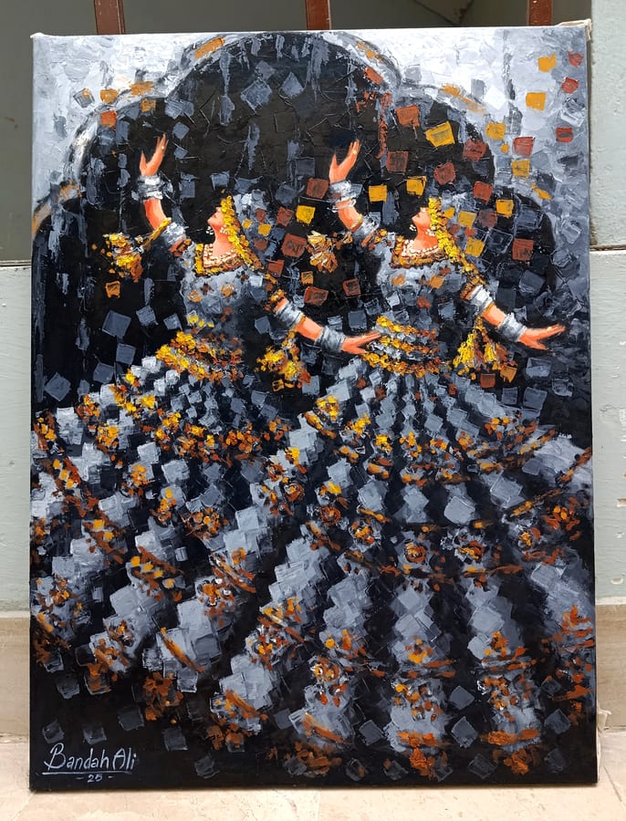 Makli (2025), Oil on canvas, 48 × 36 in · 122 × 91 cm, by Bandah Ali