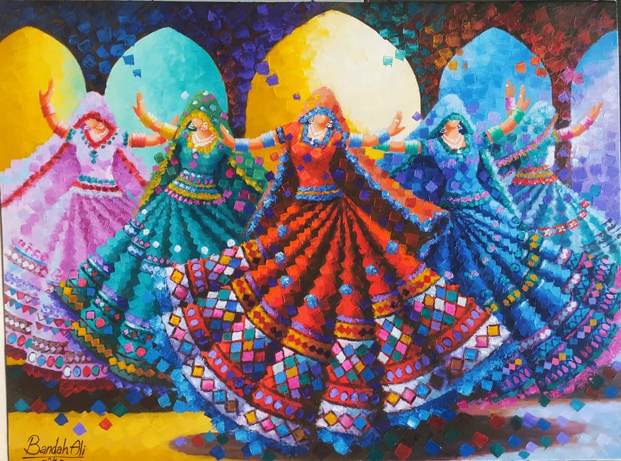 Temple Arches (2024), Oil on canvas, 48 × 36 in · 122 × 91 cm, by Bandah Ali