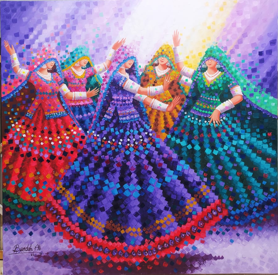 Violet Hour (2022), Oil on canvas, 48 × 36 in · 122 × 91 cm, by Bandah Ali